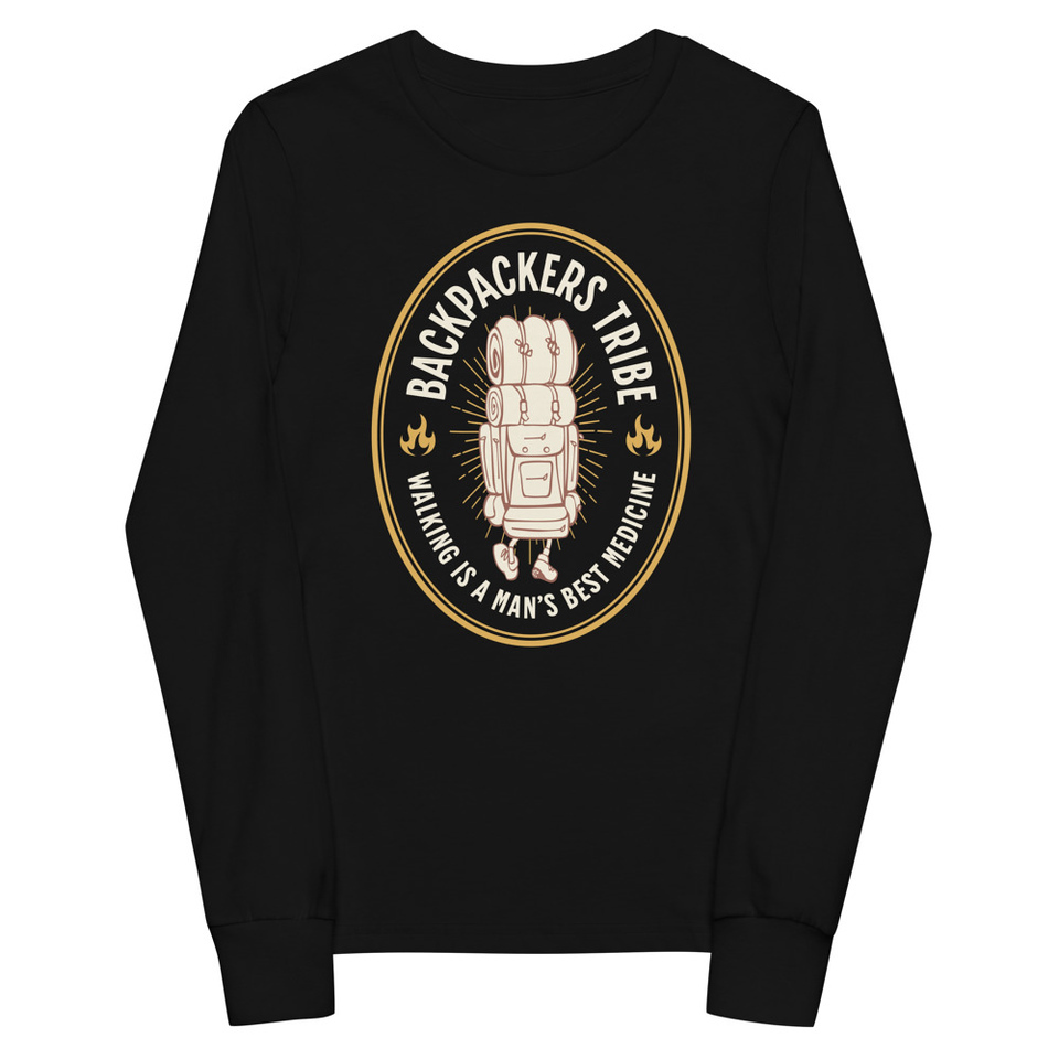 Backpackers Tribe - Adventure Badge Youth Long Sleeve Tee