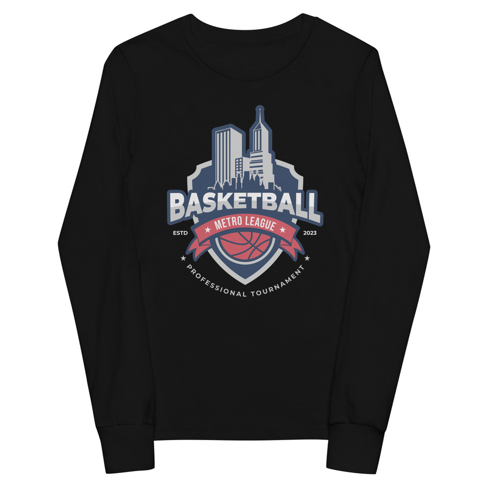Basketball Sports Logo Youth Long Sleeve Tee