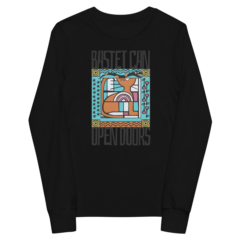 Bastet can Open Doors Youth Long Sleeve Tee