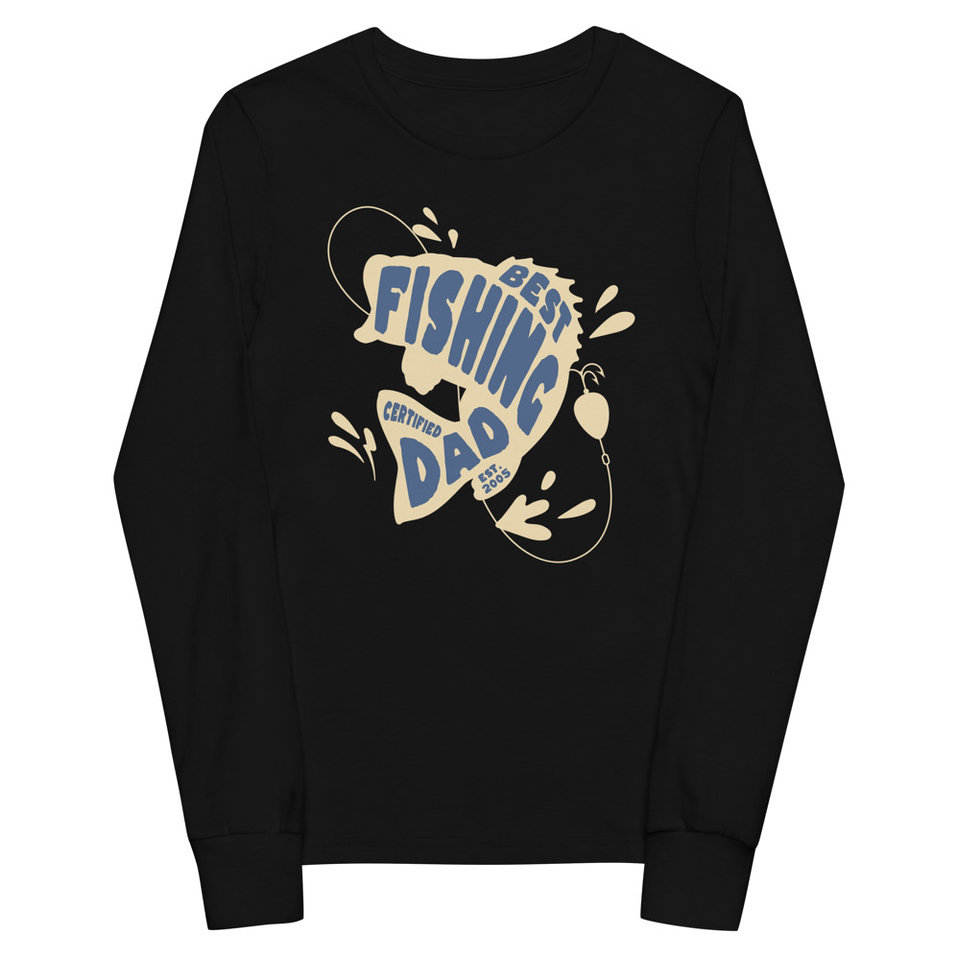 Best Fishing Dad - Typography Youth Long Sleeve Tee