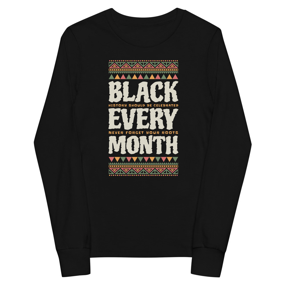Black Every Month - African American History Youth Long Sleeve Tee