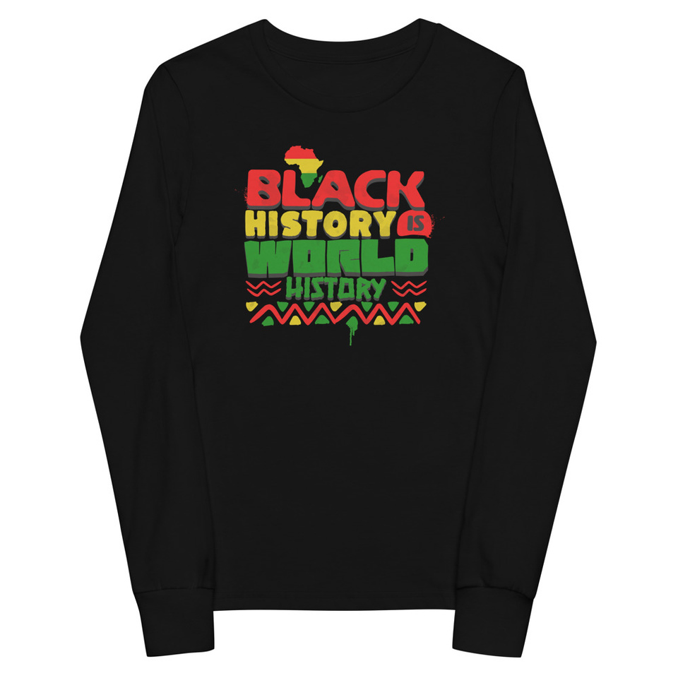 Black History is World History - Heritage Awareness Youth Long Sleeve Tee