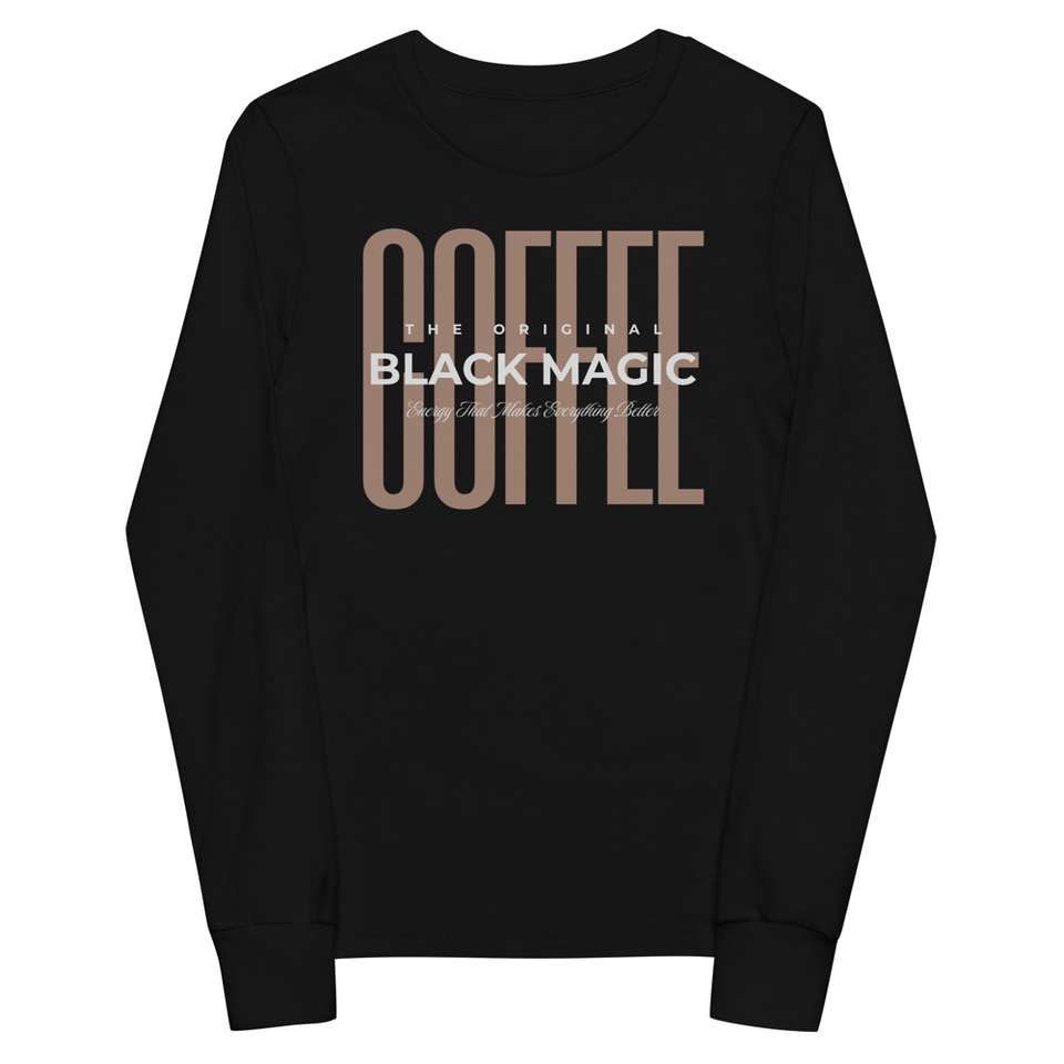 Black Magic - Minimal Modern Coffee Quote Youth Long Sleeve Tee