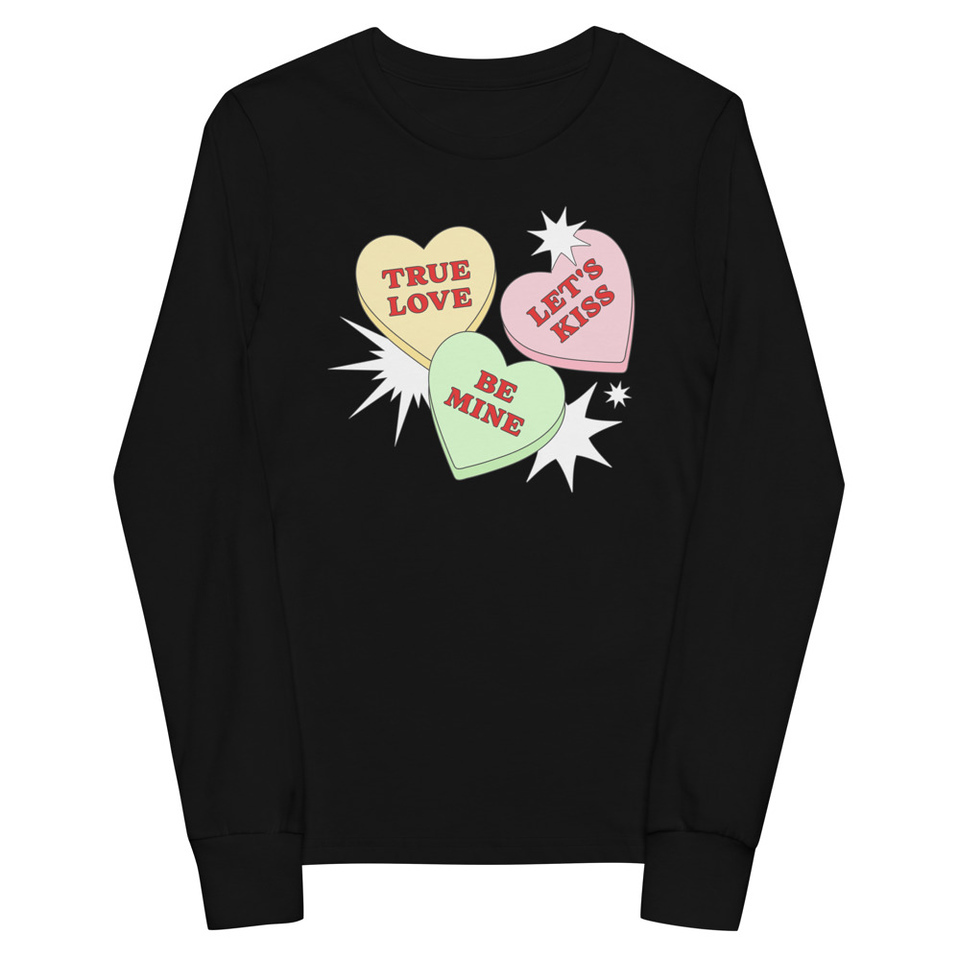 Candy Hearts - Valentine's Day Youth Long Sleeve Tee
