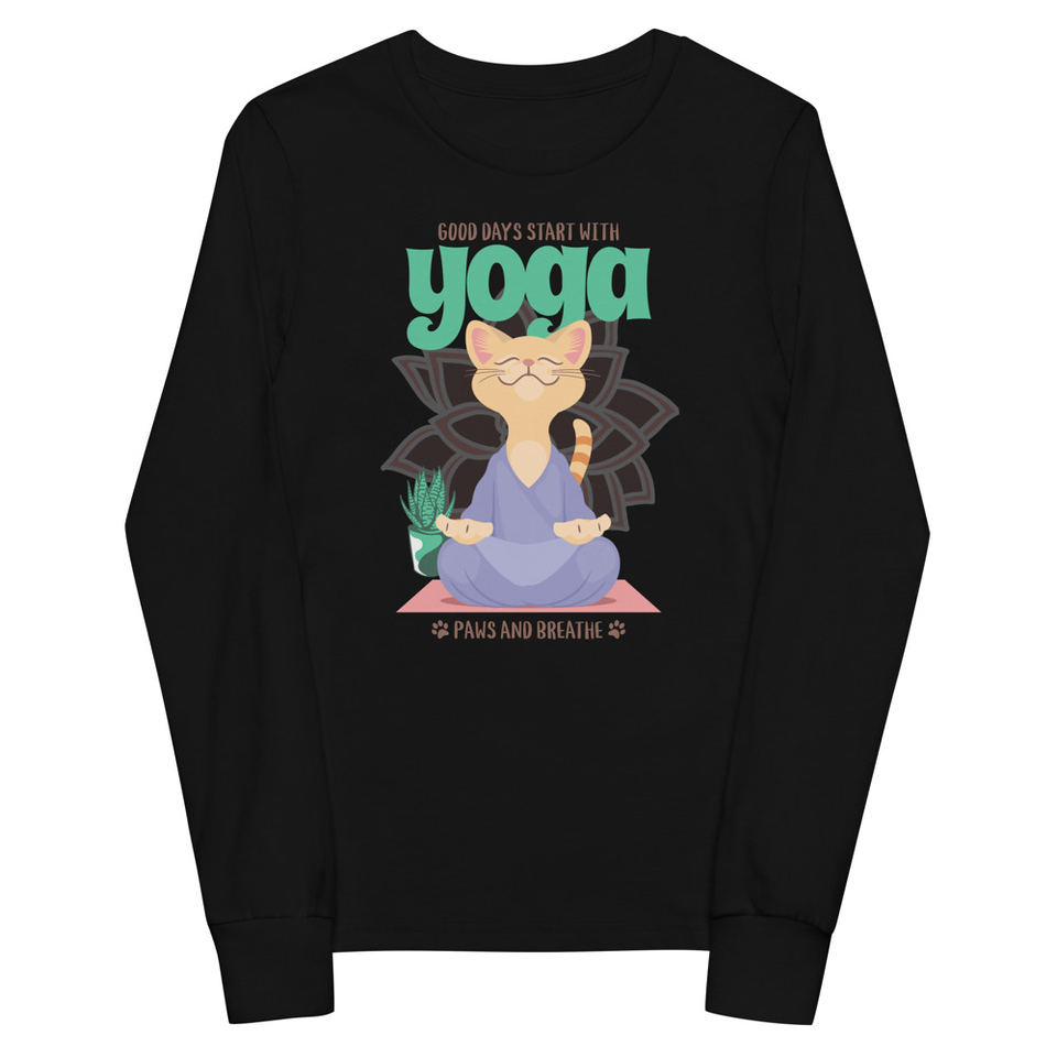 Cat Yoga - Cute Meditation Youth Long Sleeve Tee