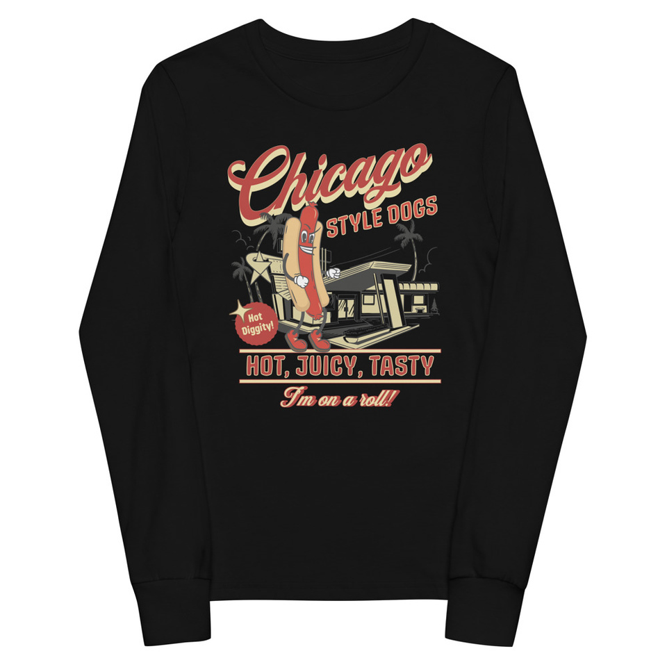 Chicago Style Hot Dogs Youth Long Sleeve Tee