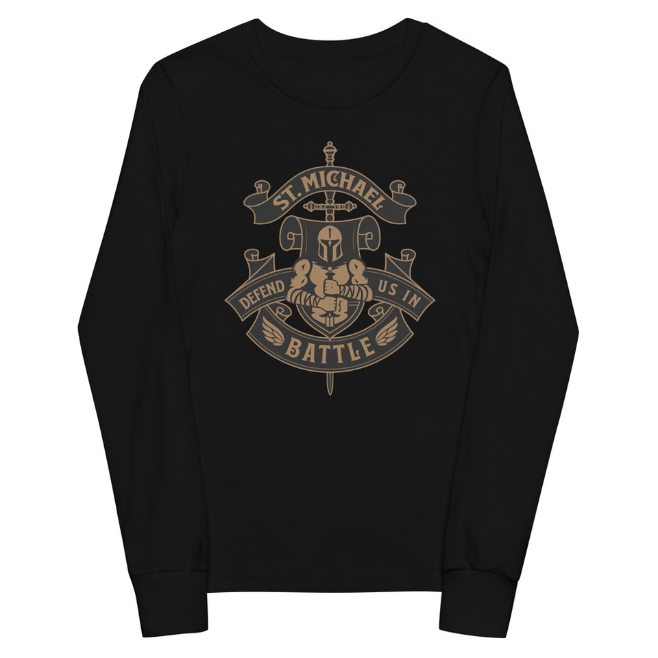 Defend us in battle - Knight with sword Youth Long Sleeve Tee