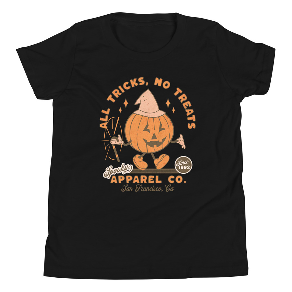 All Tricks No Treats - Pumpkin Mascot Youth Staple Tee