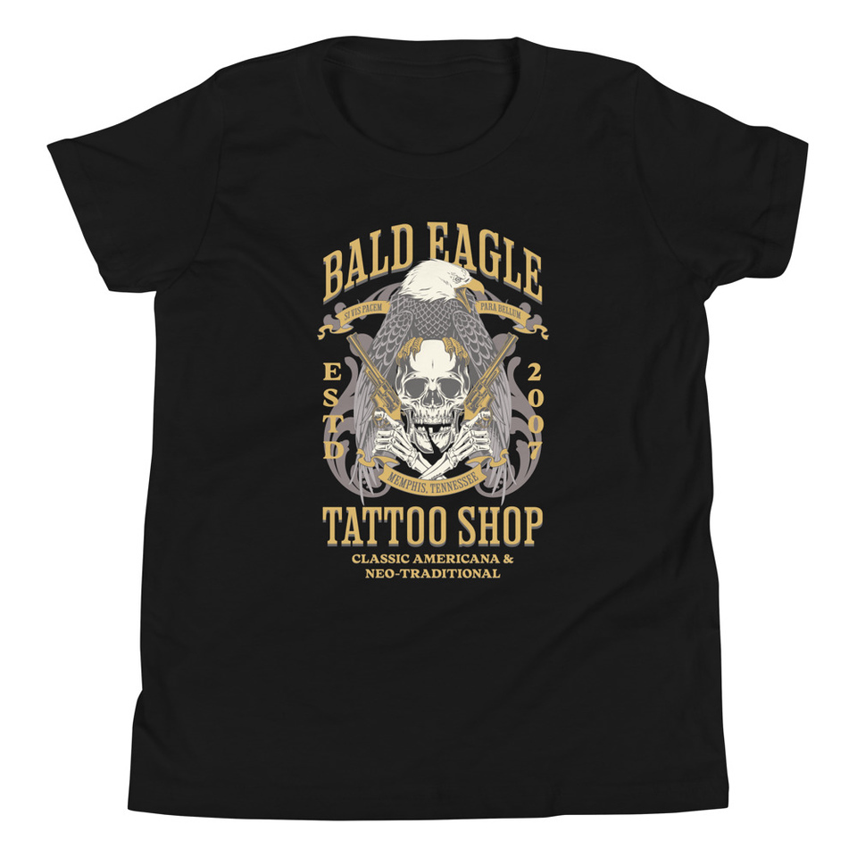 Bald Eagle Tattoo Shop - Skeleton Youth Staple Tee