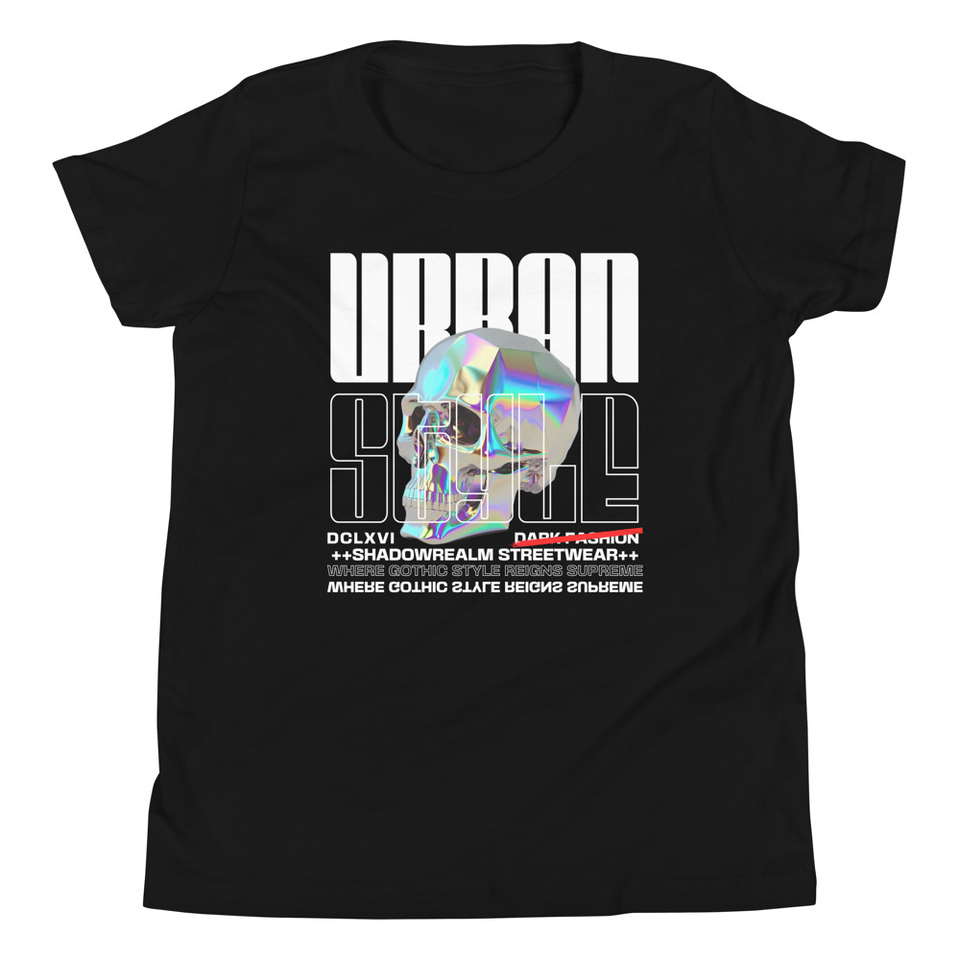 Black 3D Skull Youth Staple Tee