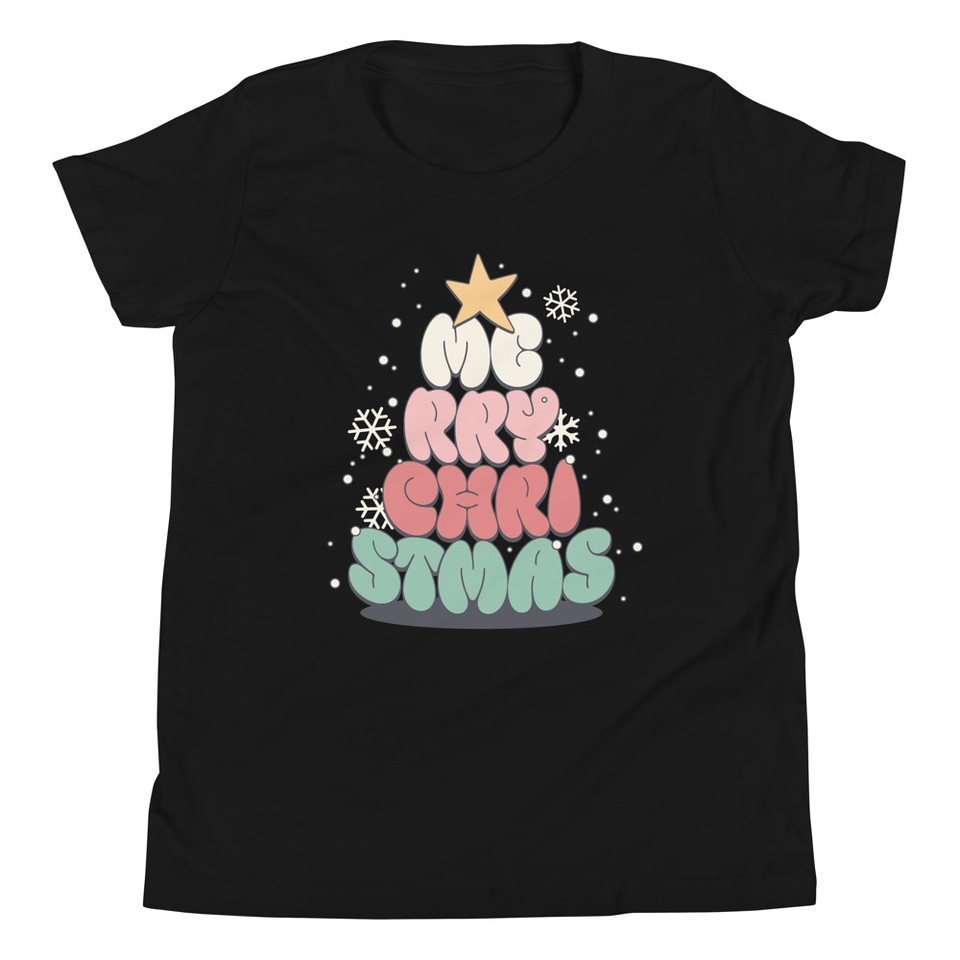 Cartoony Christmas Tree Youth Staple Tee