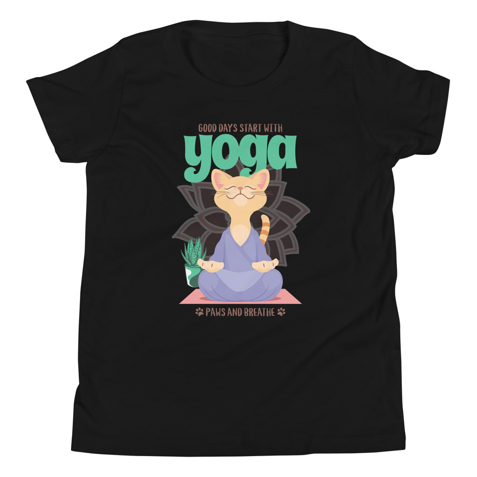 Cat Yoga - Cute Meditation Youth Staple Tee