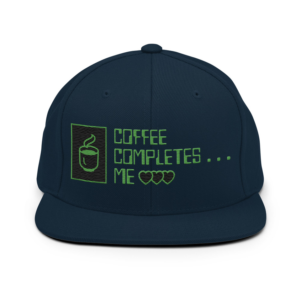 Coffee Completes Me - Neon Heart Classic Snapback