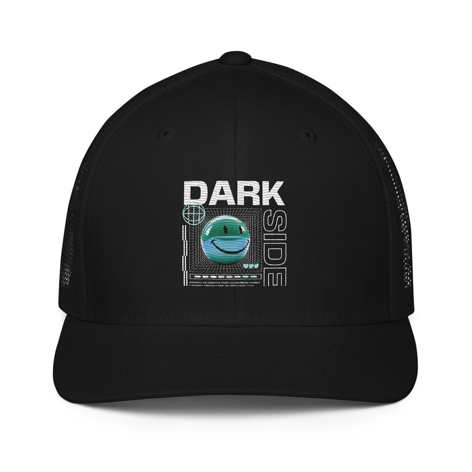 Abstract Y2K Closed-Back Trucker Cap