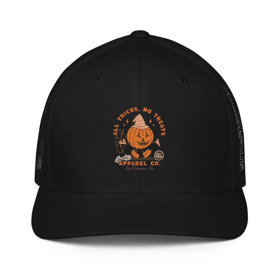 All Tricks No Treats - Pumpkin Mascot Closed-Back Trucker Cap