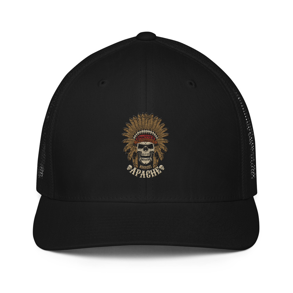 Apache Warriors - Indian Skull Closed-Back Trucker Cap