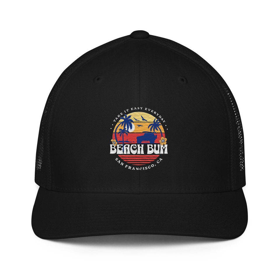 Beach Bum - Sunset Surfing Closed-Back Trucker Cap