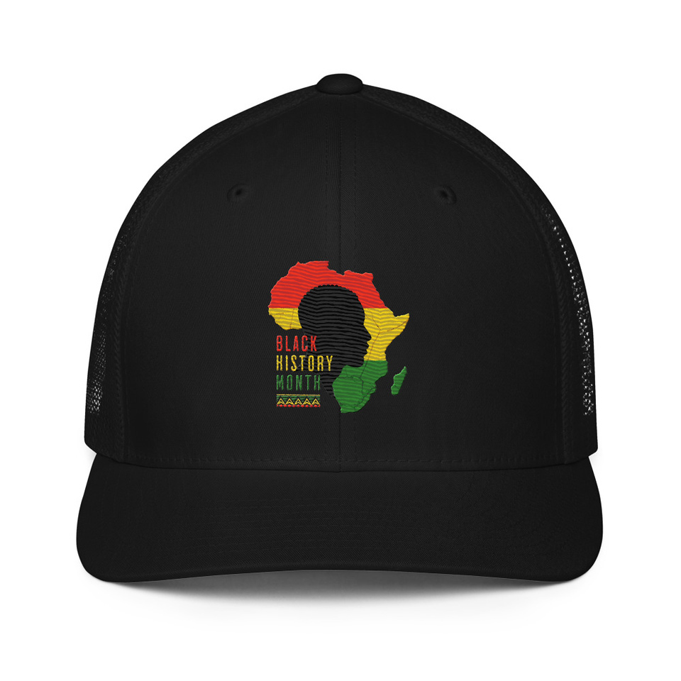 Black History Month - African Continent Closed-Back Trucker Cap