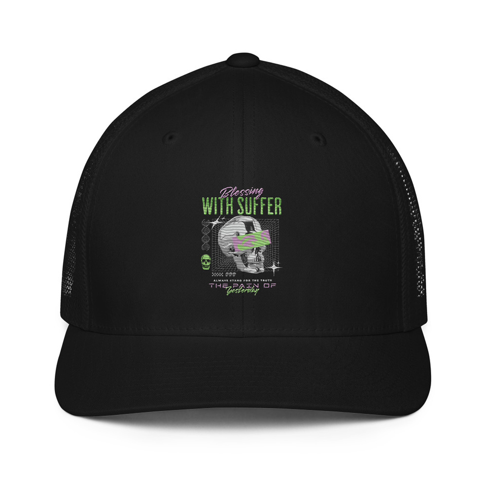 Blessing With Suffer Closed-Back Trucker Cap