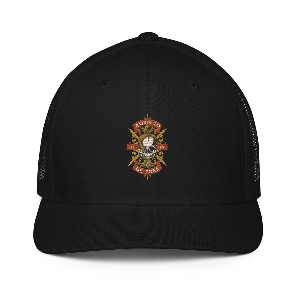 Born To Be Free - Skull Closed-Back Trucker Cap