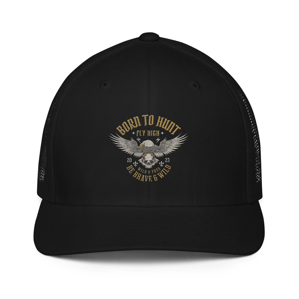 BORN TO HUNT- BE BRAVE & WILD Closed-Back Trucker Cap
