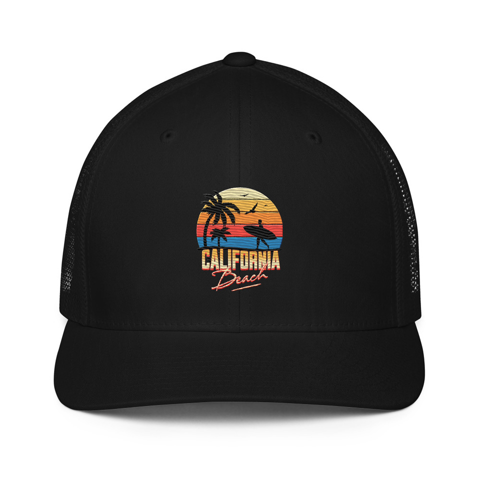California Beach - Retro Surf Closed-Back Trucker Cap