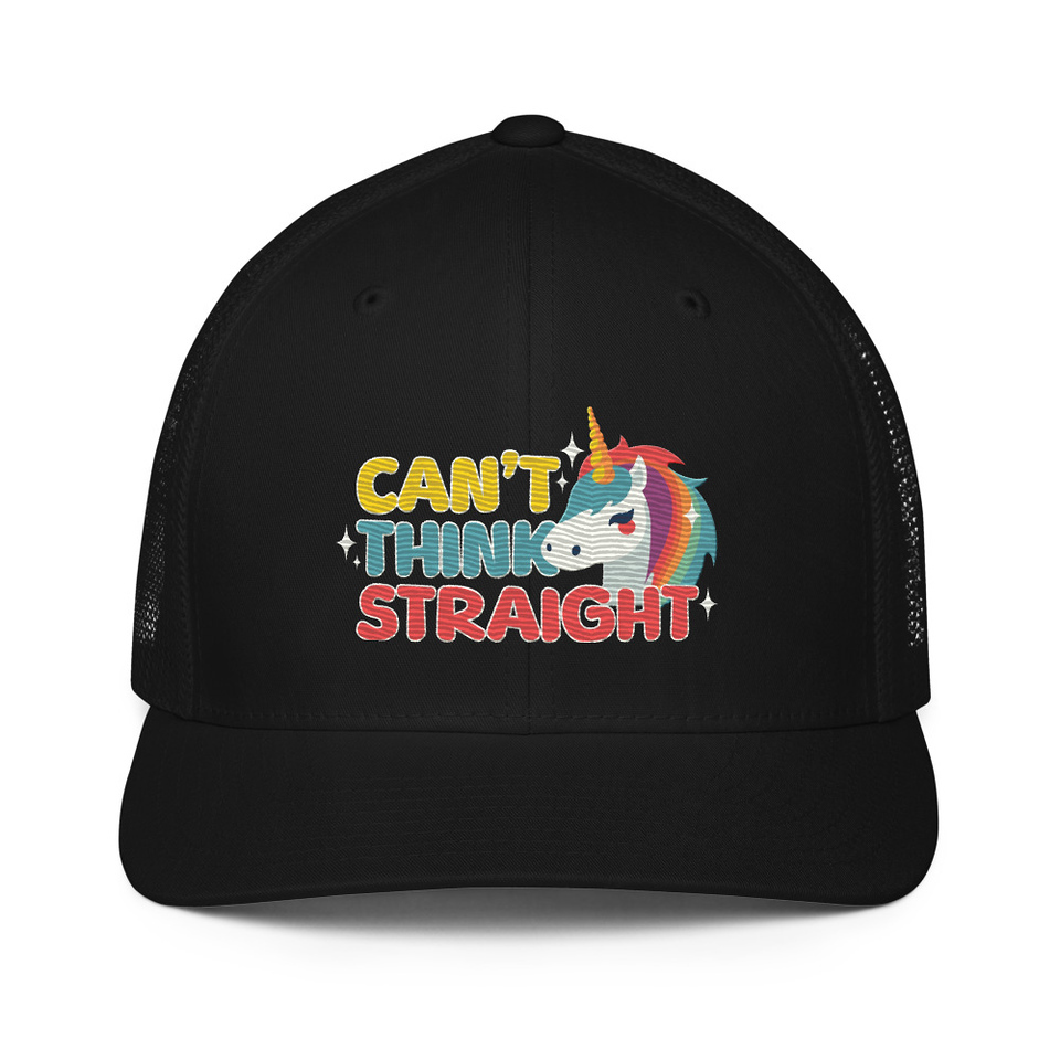 Can't Think Straight (2) Closed-Back Trucker Cap