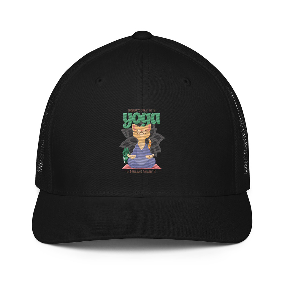 Cat Yoga - Cute Meditation Closed-Back Trucker Cap