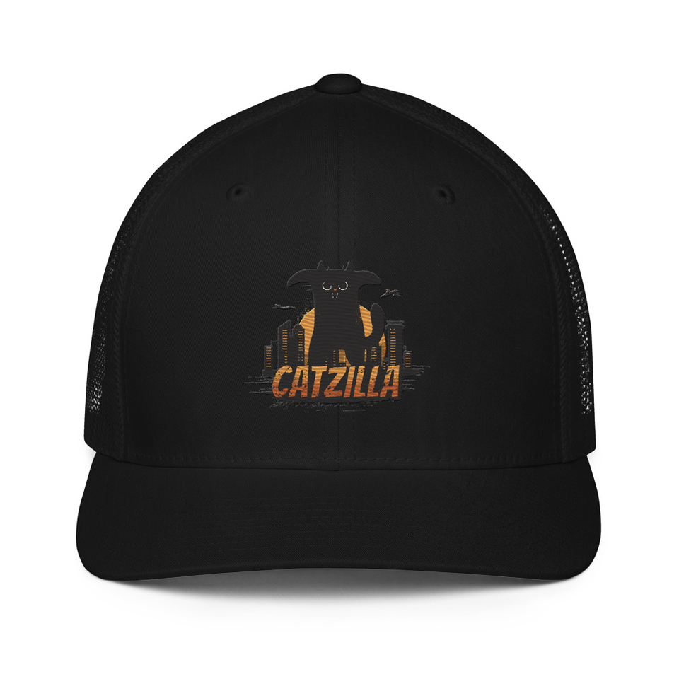Catzilla - Funny Comic Animal Closed-Back Trucker Cap