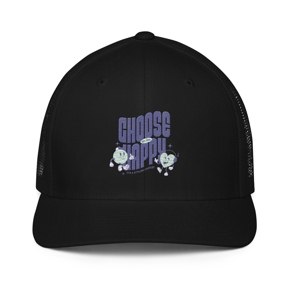 Choose Happy (2) Closed-Back Trucker Cap