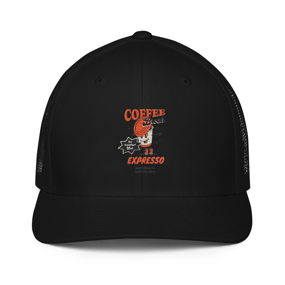 Coffee Break Cartoon Retro 90s  Closed-Back Trucker Cap