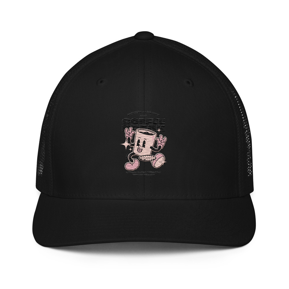 Coffee Break Mascot Closed-Back Trucker Cap