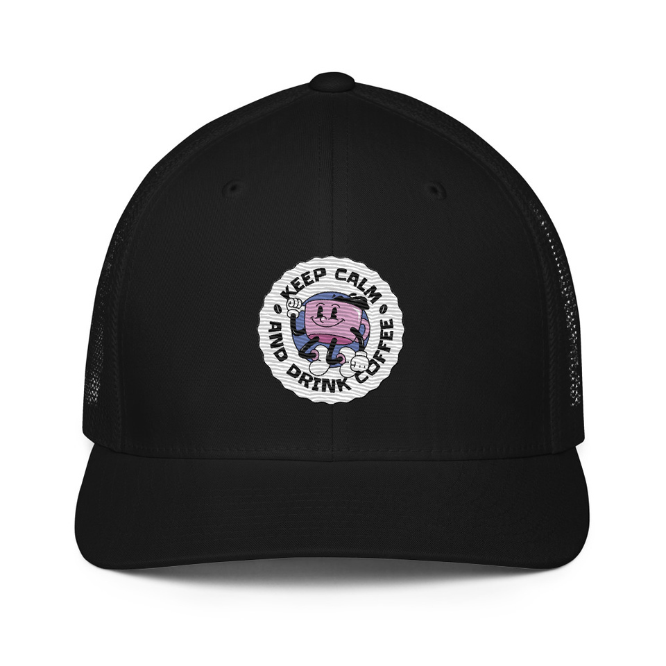 Colorful Fun Retro Style Coffee Quote Closed-Back Trucker Cap