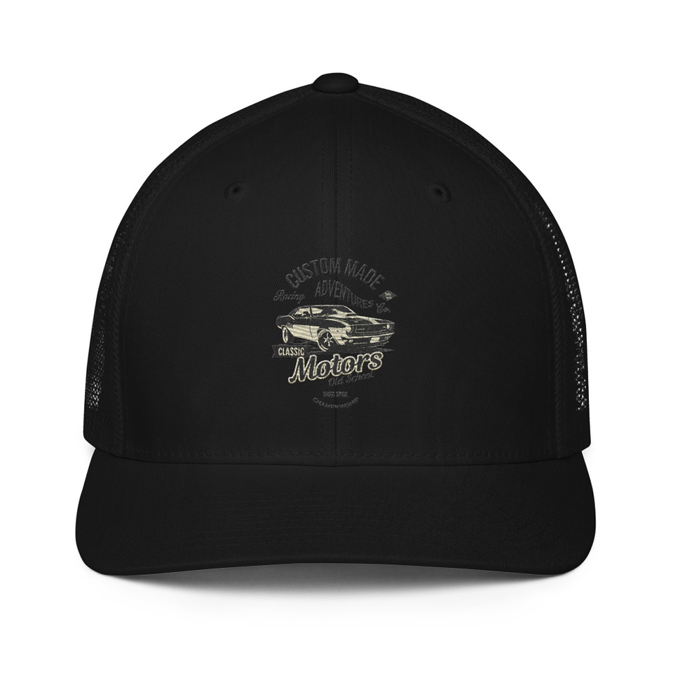 Custom Made Adventures Motors Old School Closed-Back Trucker Cap