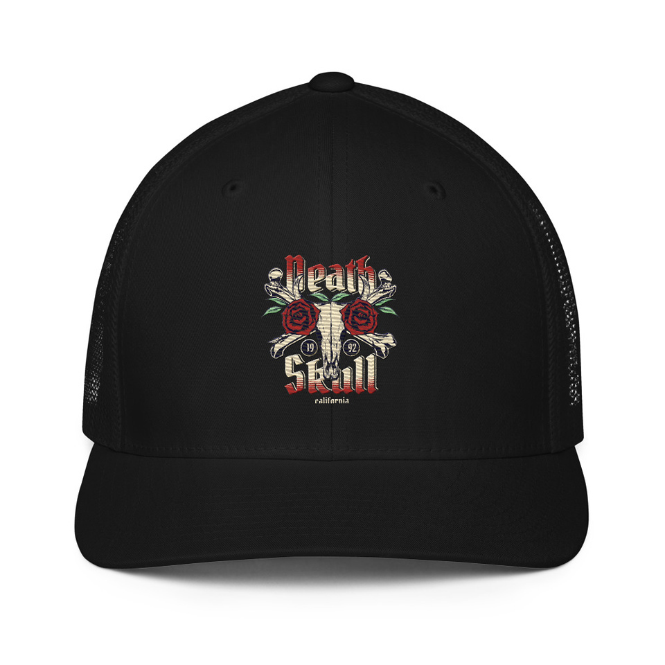 Death Skull - Flower Closed-Back Trucker Cap