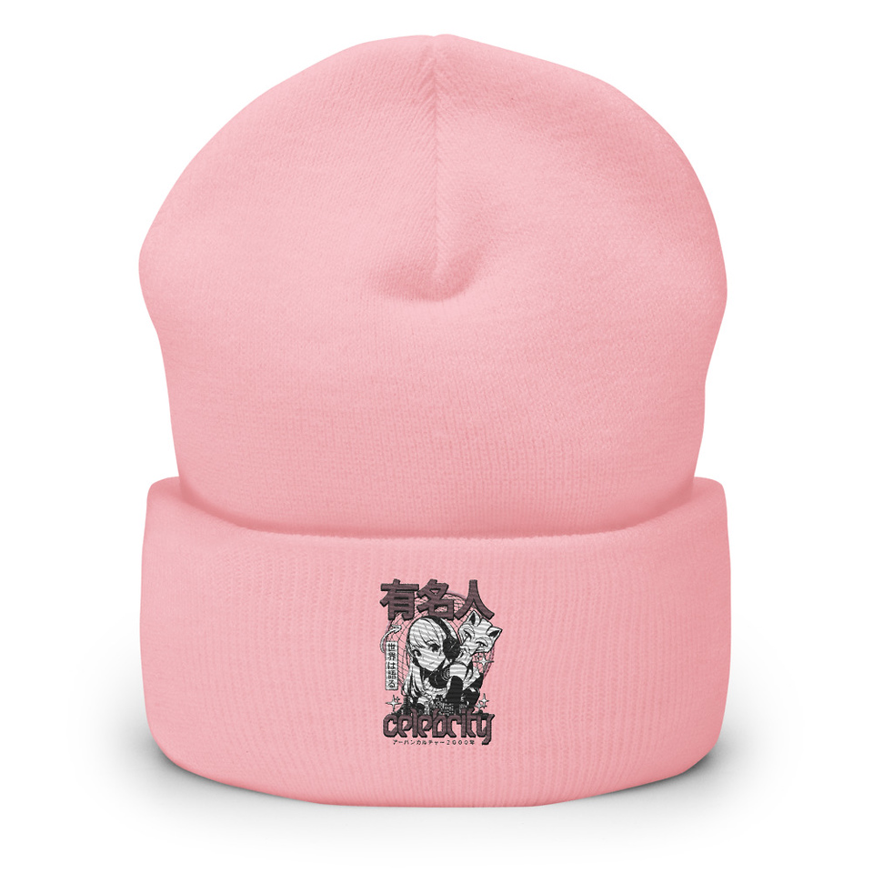 Anime Celebrity Girl - Japanese Cyber Streetwear Cuffed Beanie