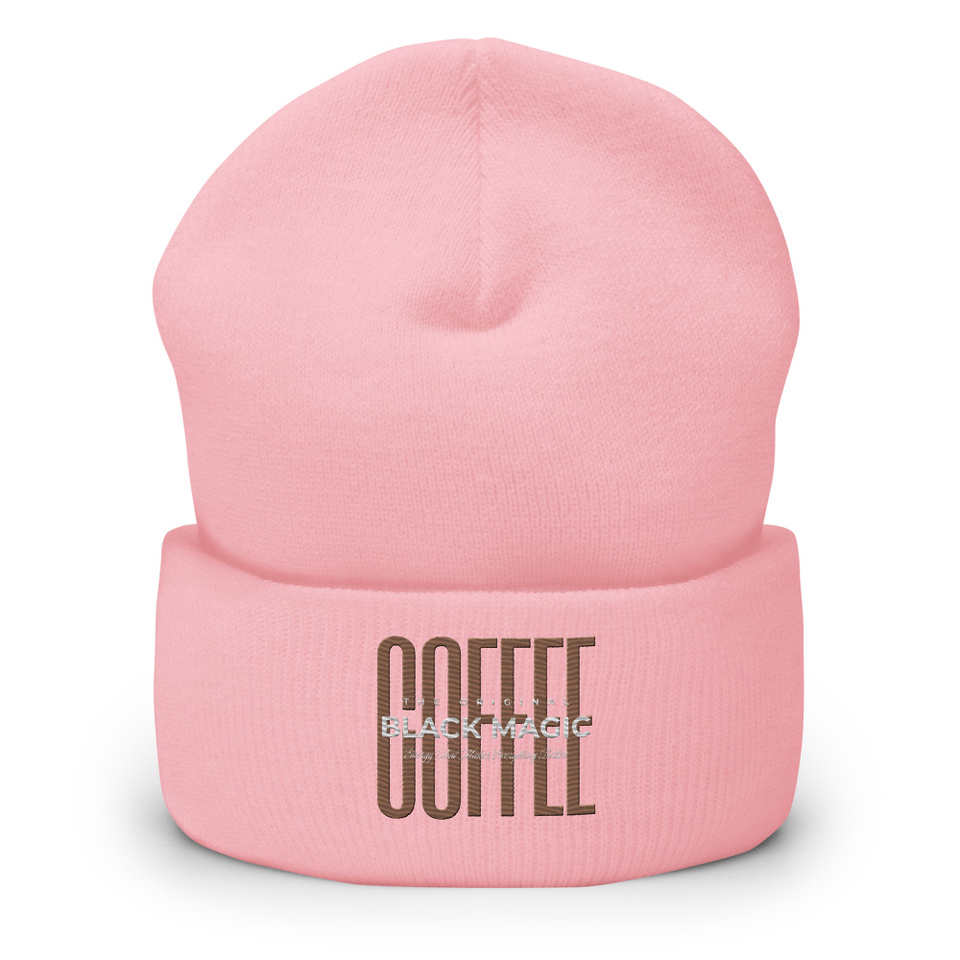 Black Magic - Minimal Modern Coffee Quote Cuffed Beanie