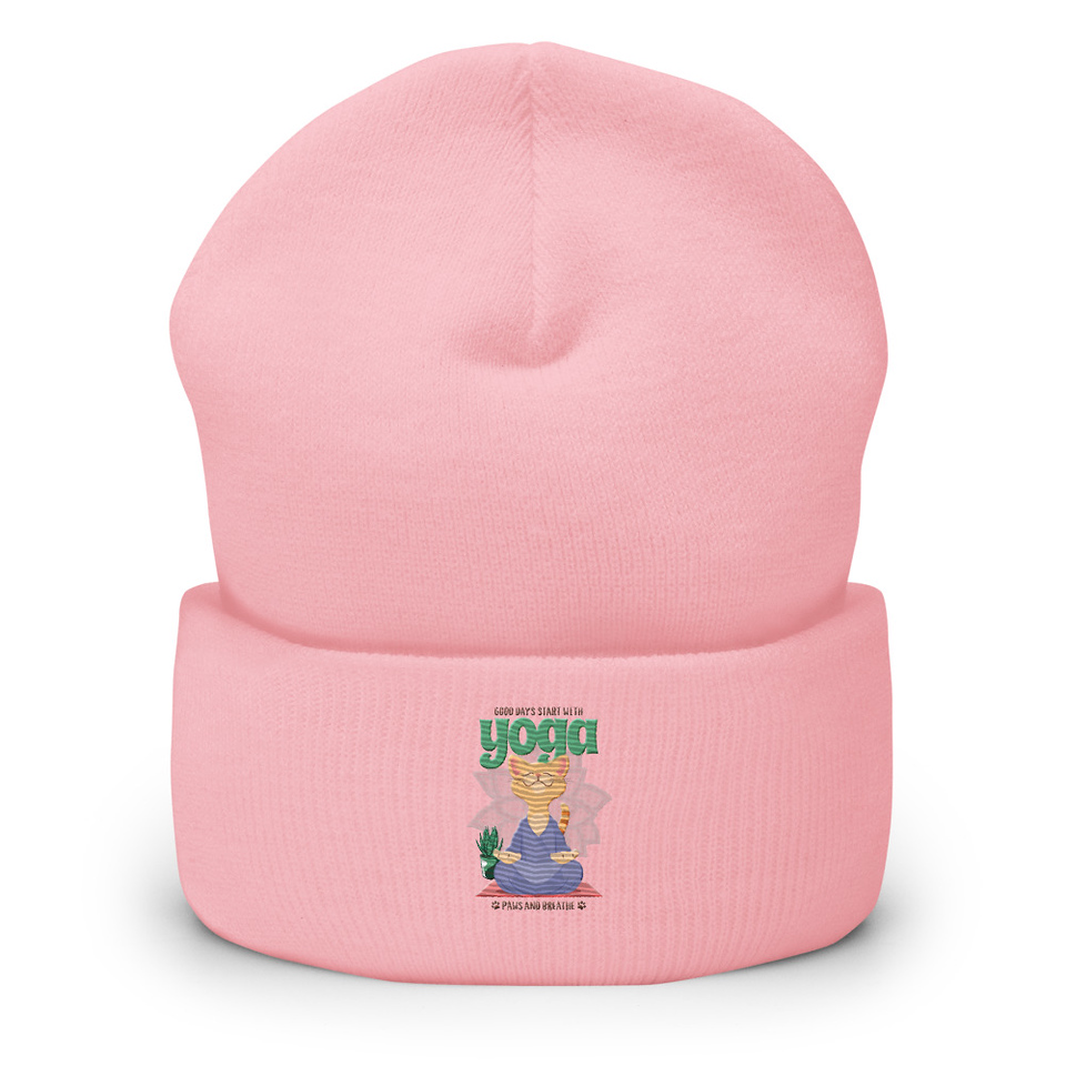 Cat Yoga - Cute Meditation Cuffed Beanie