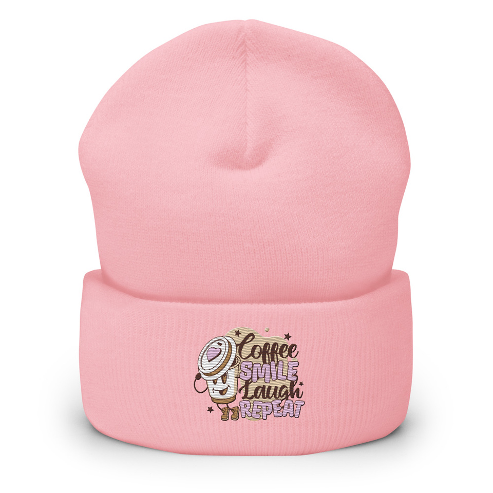 Coffee is Happiness - Retro Cartoon Mascot Cuffed Beanie