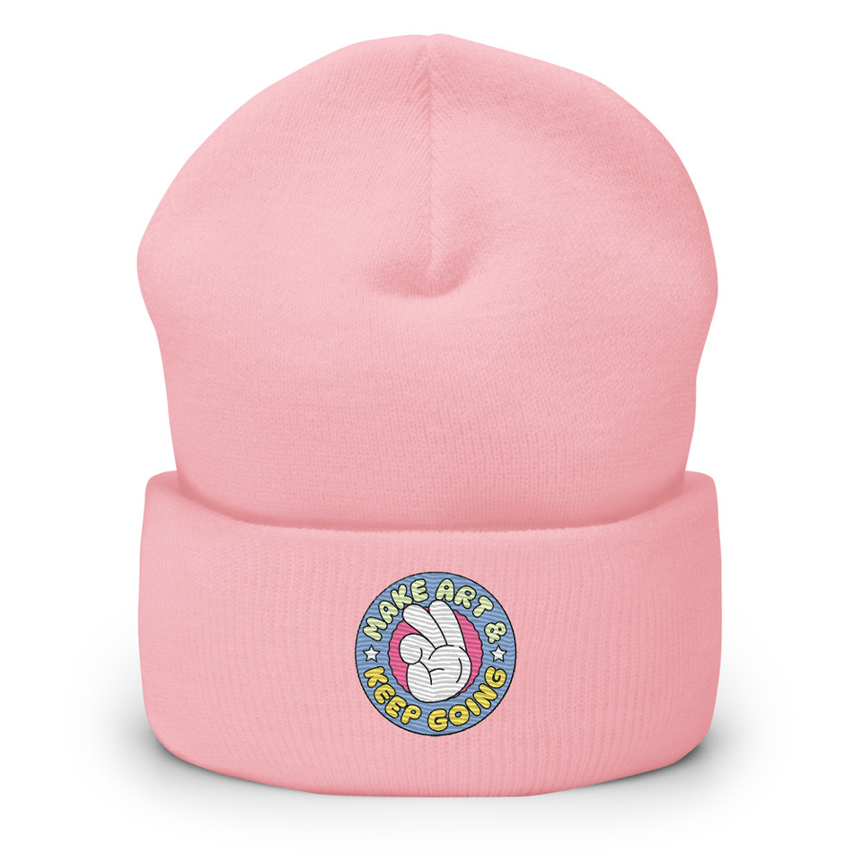 Colorful Fun Retro Style Badge Cuffed Beanie