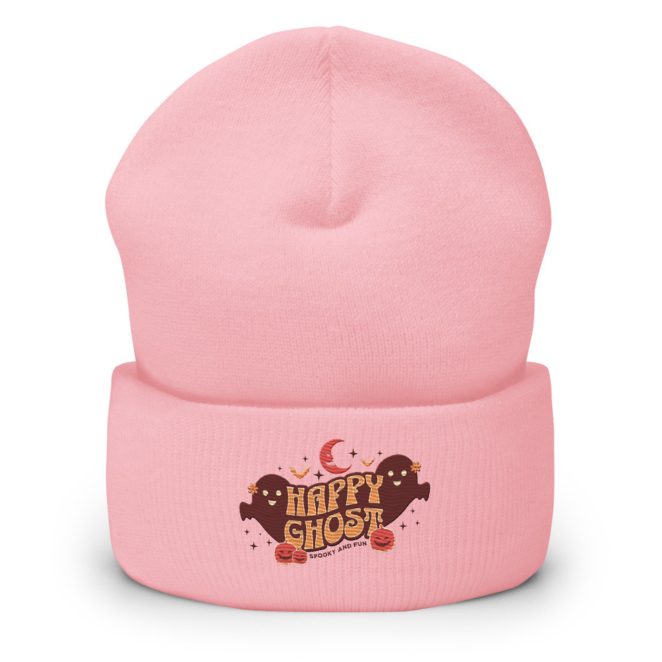 Cute Happy Ghost Cuffed Beanie