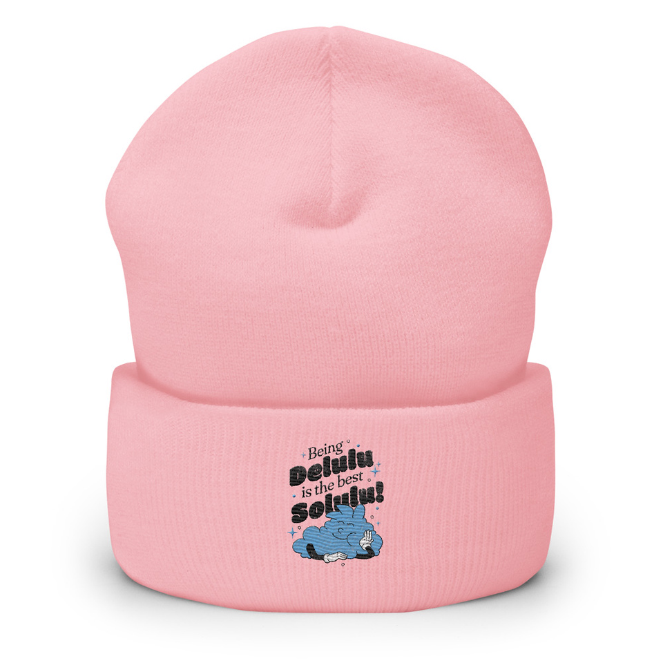 Delulu is the Solulu! - Typographic Cartoon Streetwear Cuffed Beanie
