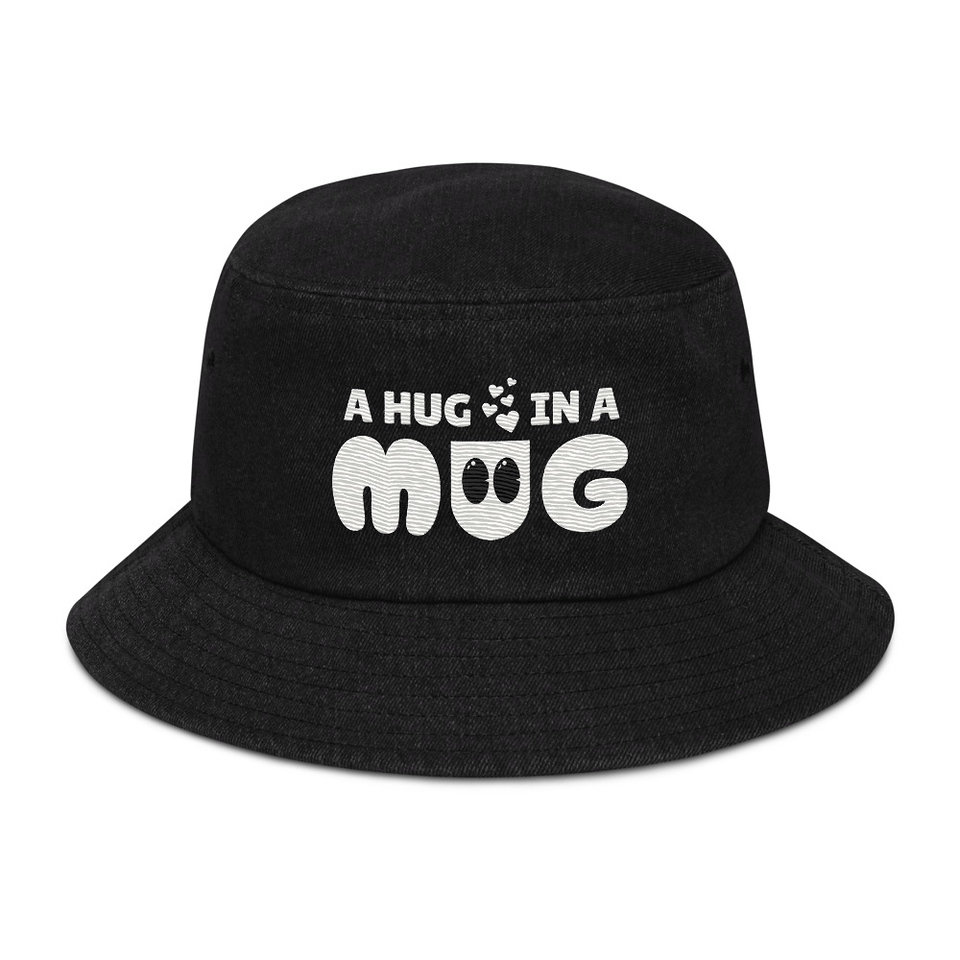 A Hug in a Mug - Funny Cartoon Denim Bucket Hat
