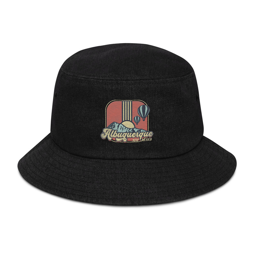 Albuquerque - Retro Hot Air Baloon Denim Bucket Hat