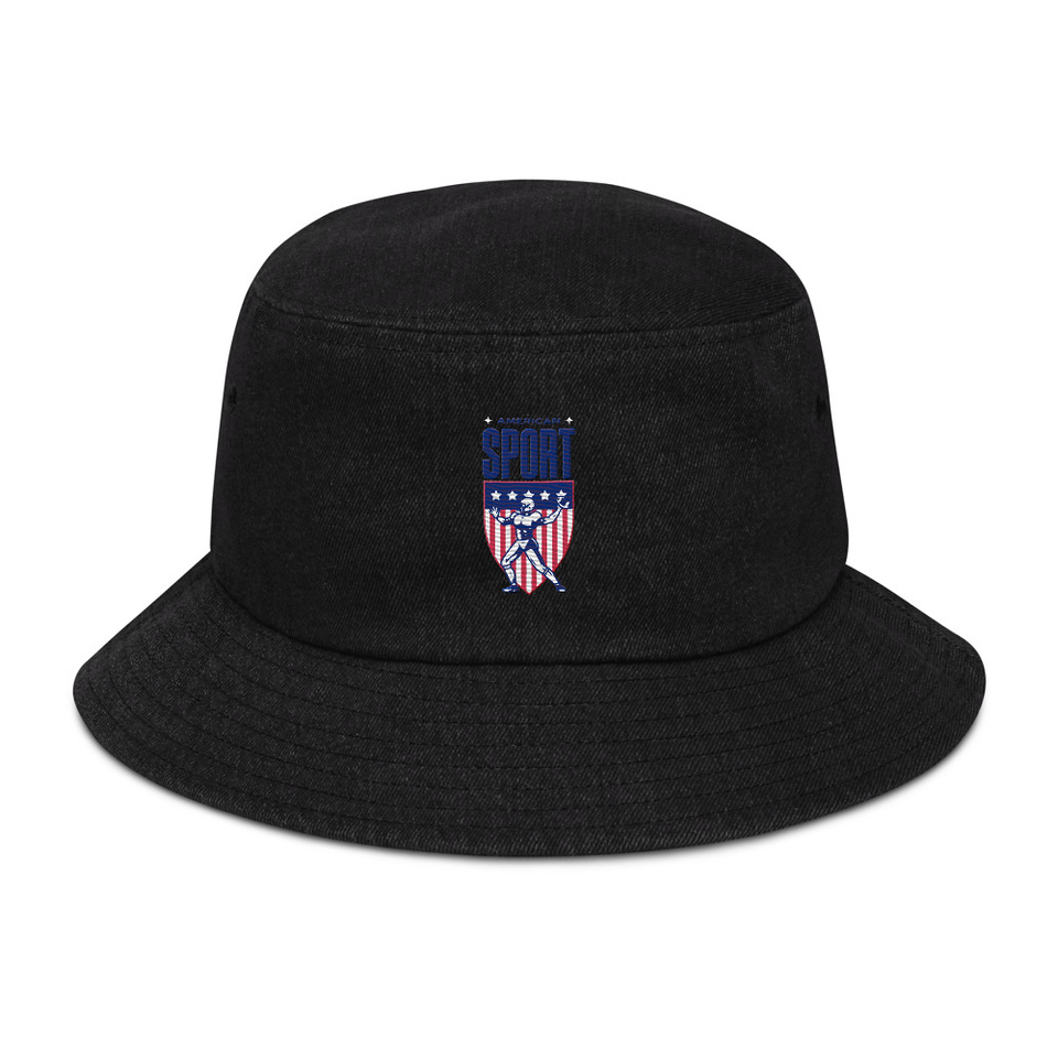 American Football Sport Denim Bucket Hat