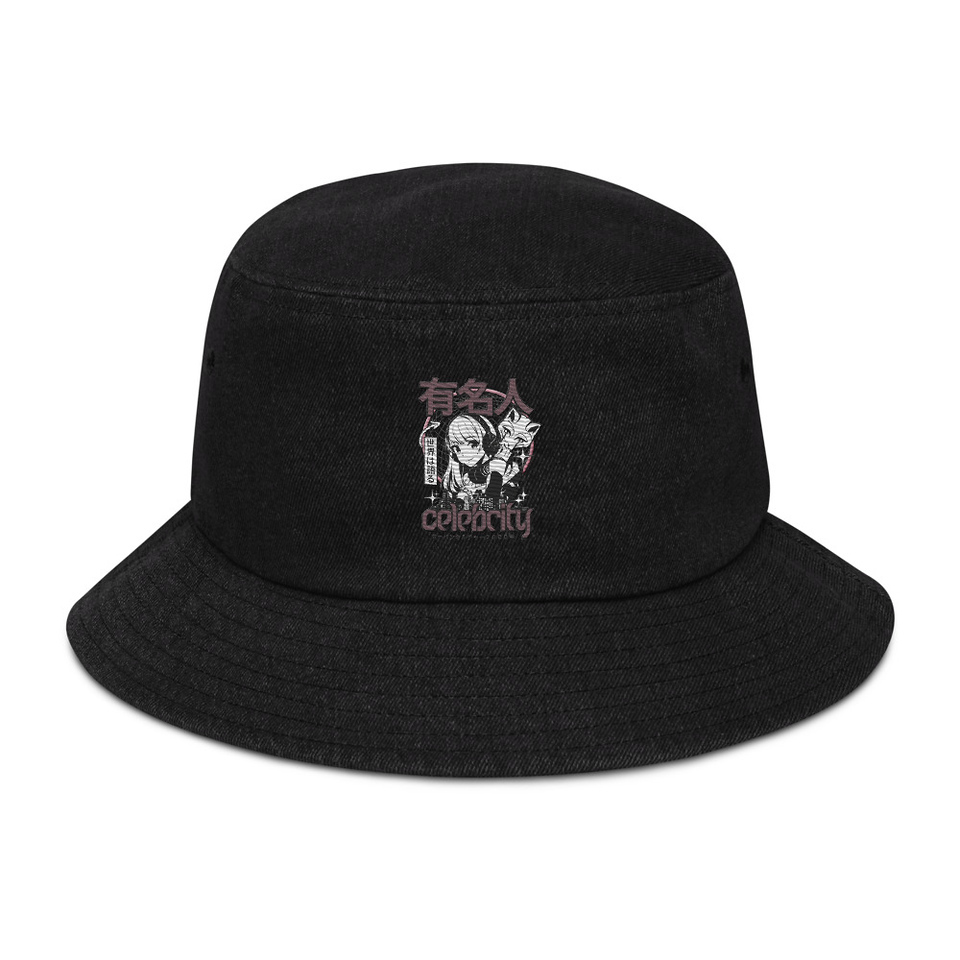Anime Celebrity Girl - Japanese Cyber Streetwear Denim Bucket Hat