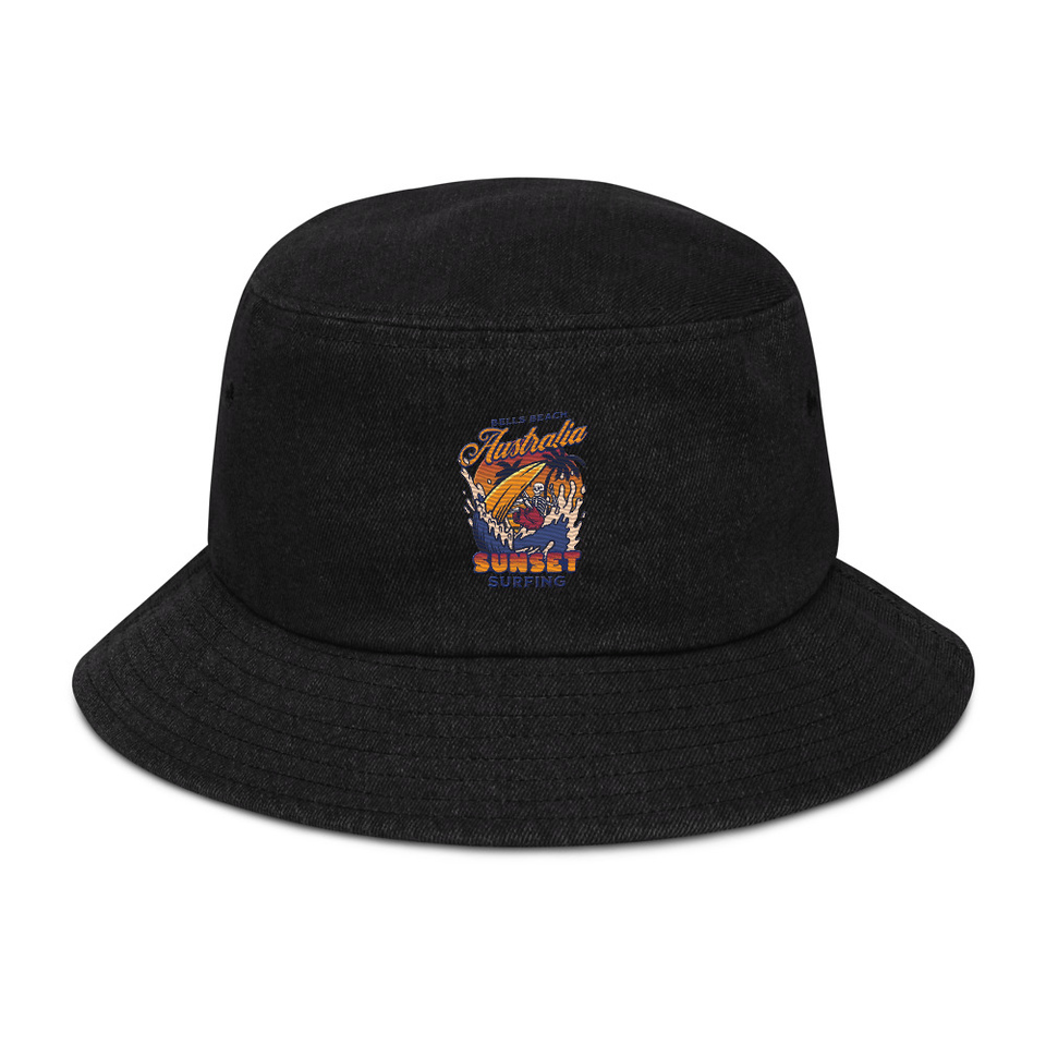 Bells Beach Australia Sunset Surfing Denim Bucket Hat