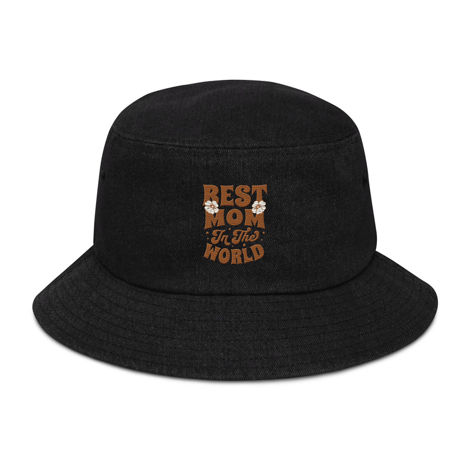Best Mom in the World - Flowers Denim Bucket Hat