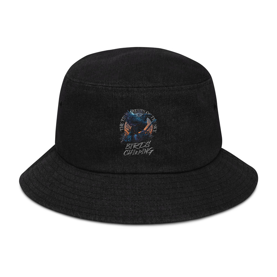 Birds Chirping Denim Bucket Hat