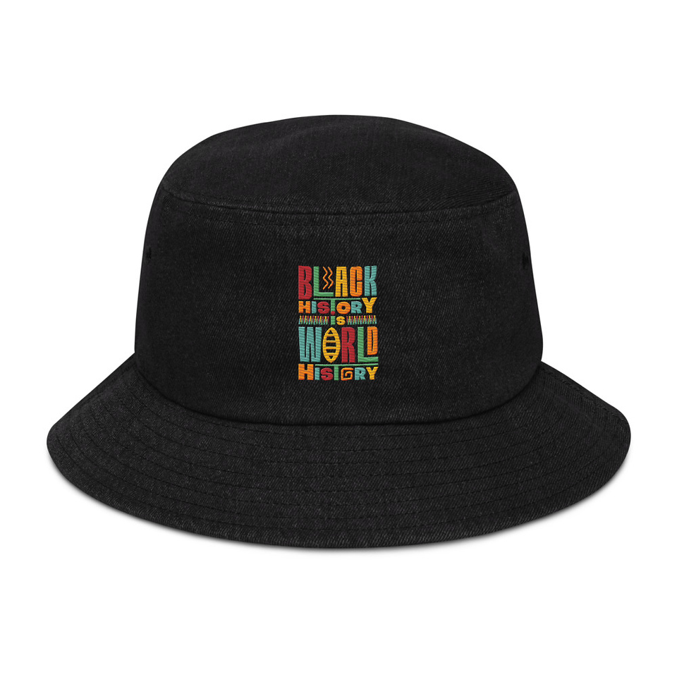 Black History Is World History - Colorful Typography Denim Bucket Hat